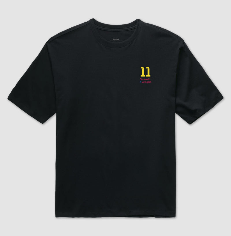 Camiseta ’Ousadia & Alegria 11’’ - Neymar (Oversized) - Unissex / Preta / P