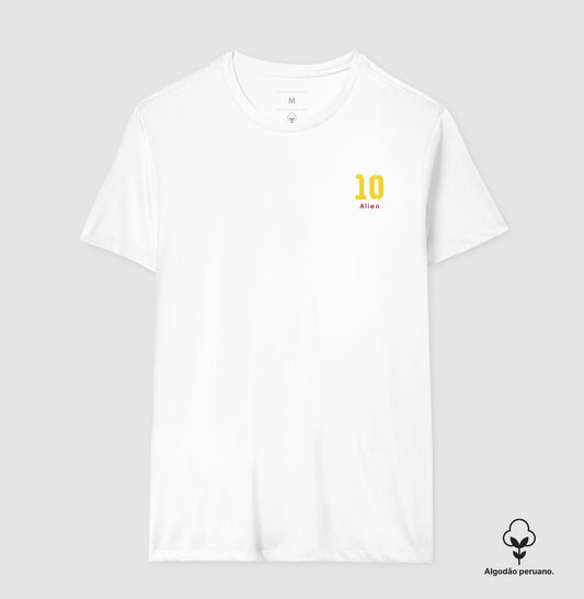 Camiseta ’Alien 10’’ - Messi (Algodão Peruano) - Masculino / Branca / P