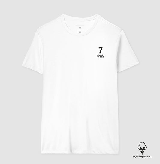 Camiseta ’Alegria do Povo 7’’ - Garrincha (Algodão Peruano) - Masculino / Branca / P