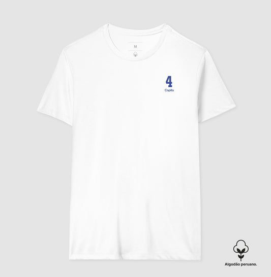 Camiseta ’Capita 4’’ - Carlos Alberto Torres (Algodão Peruano) - Masculino / Branca / P