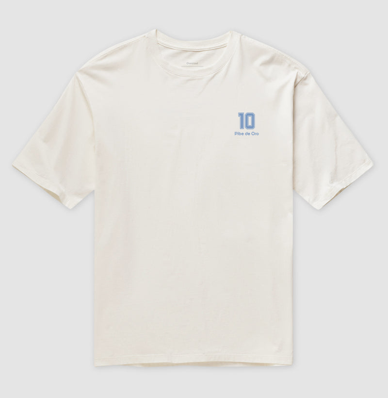 Camiseta ’Pibe de Oro 10’’ - Maradona (Oversized) - Unissex / Off White / P