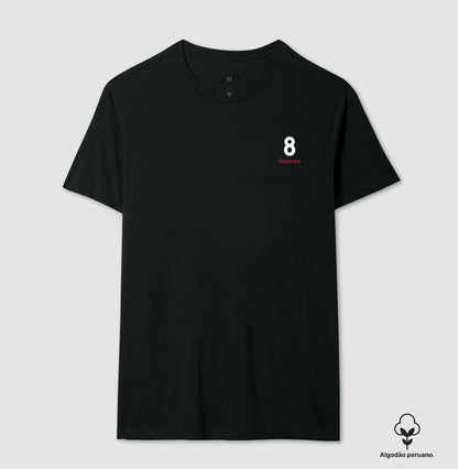 Camiseta ’Reizinho 8’’ - Juninho Pernambucano (Algodão Peruano) - Masculino / Preta / P