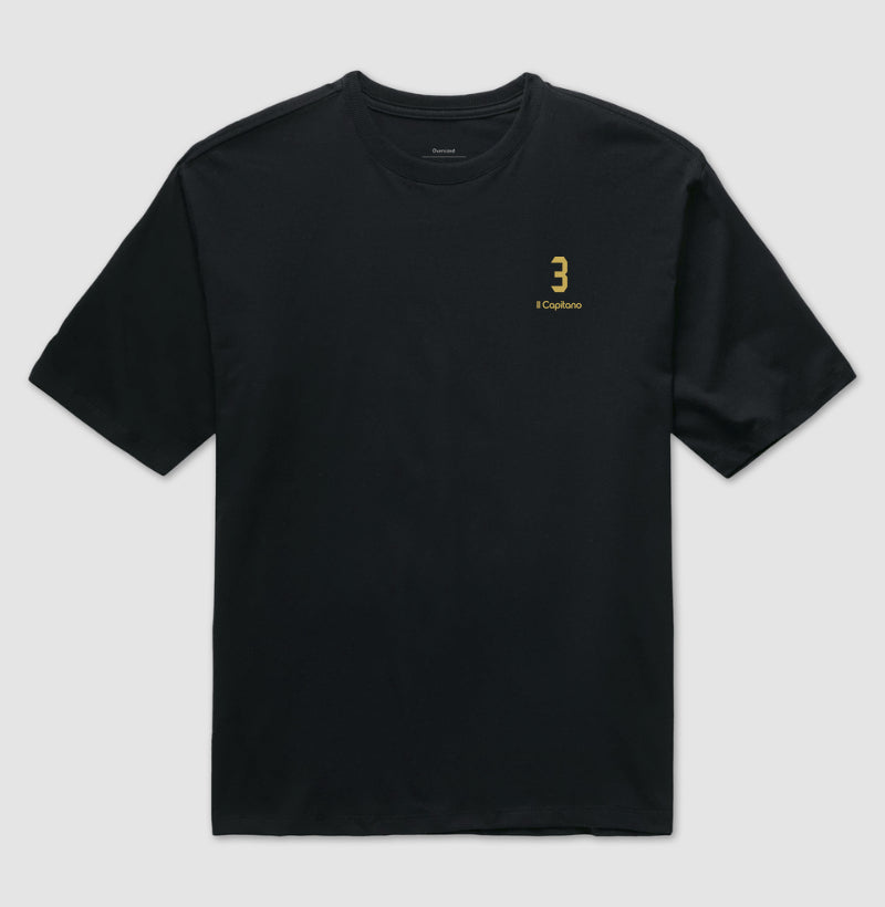 Camiseta ’Il Capitano 3’’ - Maldini (Oversized) - Unissex / Preta / P