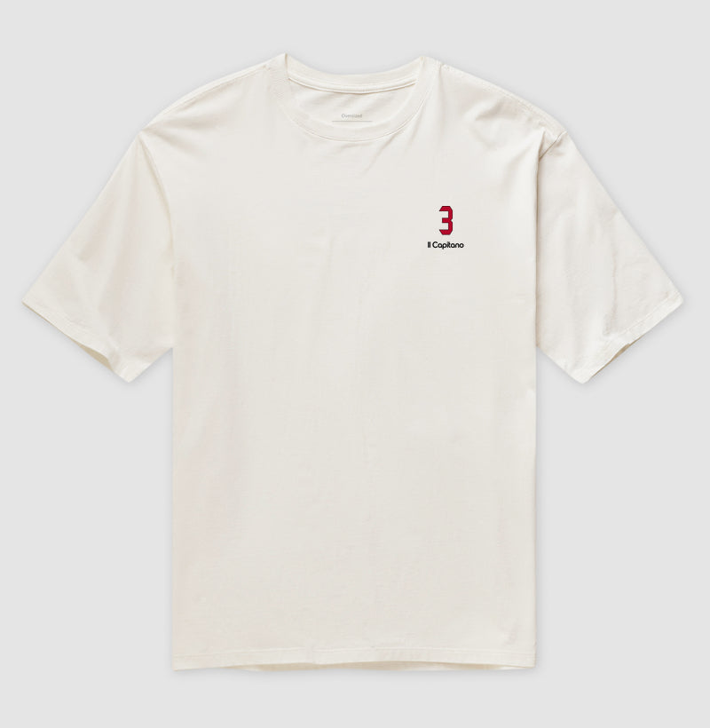 Camiseta ’Il Capitano 3’’ - Maldini (Oversized) - Unissex / Off White / P