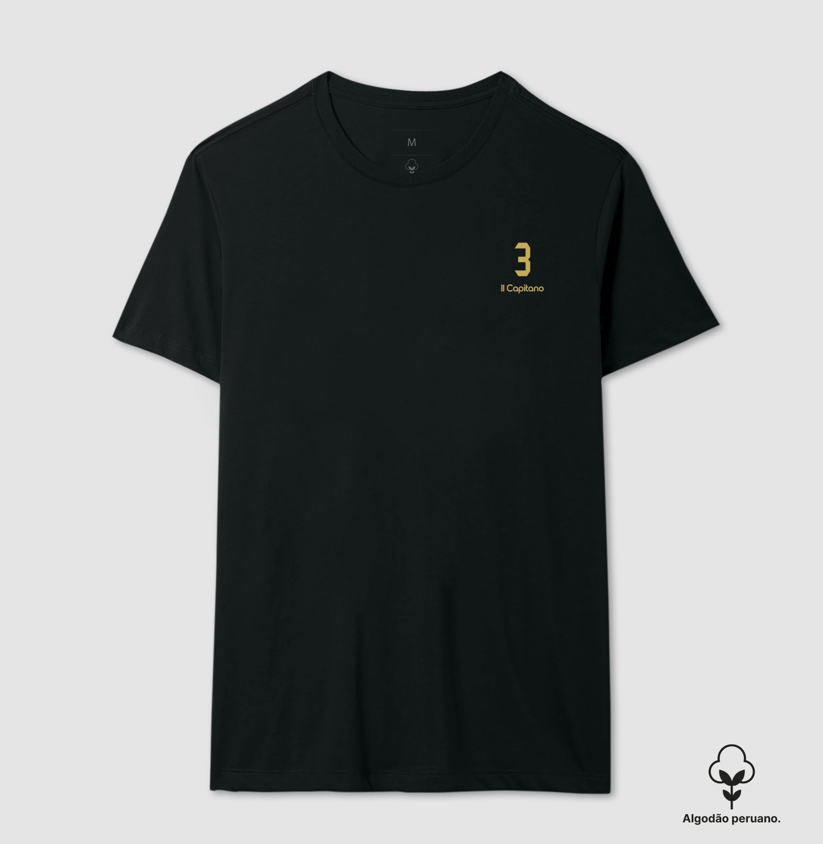 Camiseta ’Il Capitano 3’’ - Maldini (Algodão Peruano) - Masculino / Preta / P