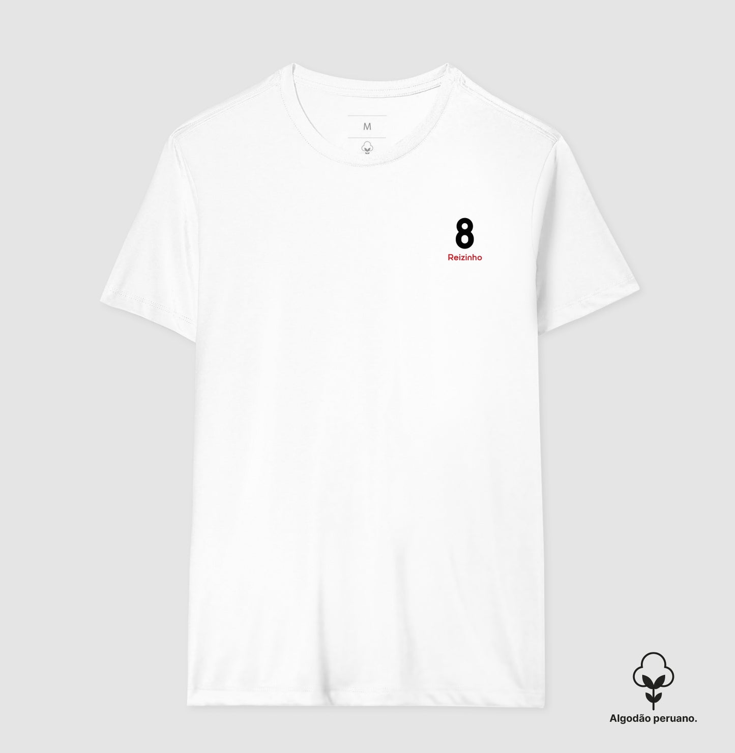 Camiseta ’Reizinho 8’’ - Juninho Pernambucano (Algodão Peruano) - Masculino / Branca / P