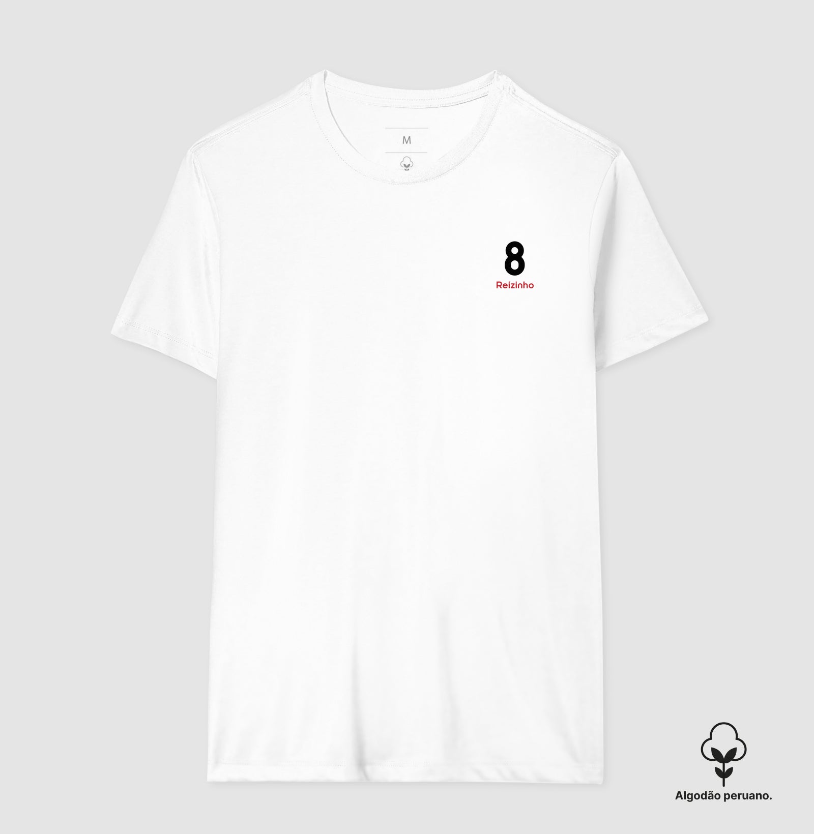 Camiseta ’Reizinho 8’’ - Juninho Pernambucano (Algodão Peruano) - Masculino / Branca / P