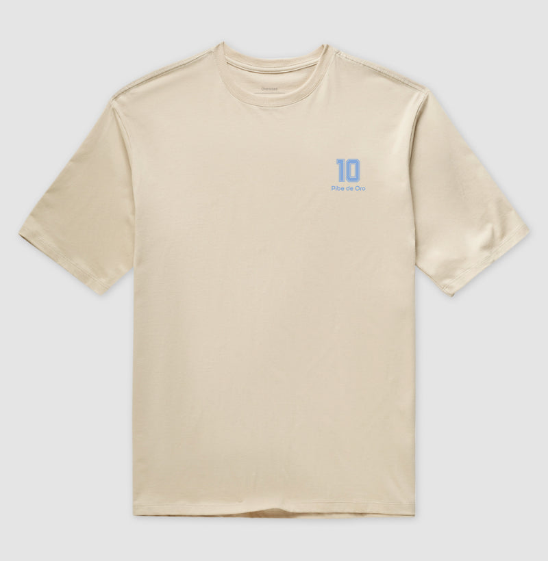 Camiseta ’Pibe de Oro 10’’ - Maradona (Oversized) - Unissex / Areia / P